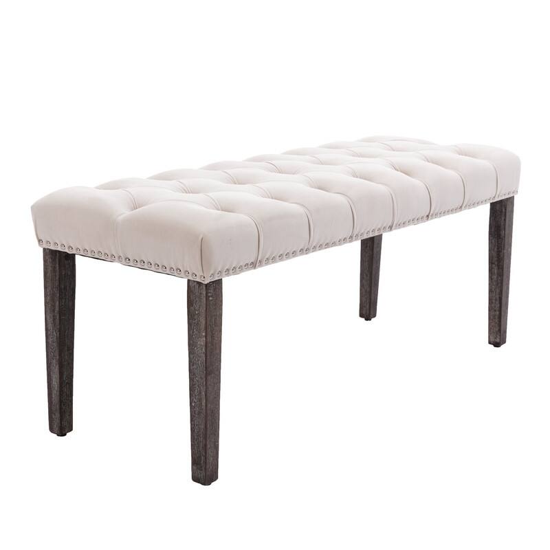 Tufted Velvet Bench Ottoman - Versatile Seating and Footrest for Living Room, Entryway, and Bedroom