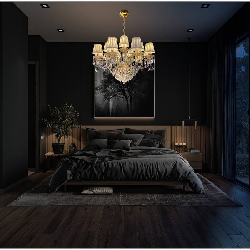 Vintage Crystal Chandelier Gold Pendant Chandelier 19 Lights