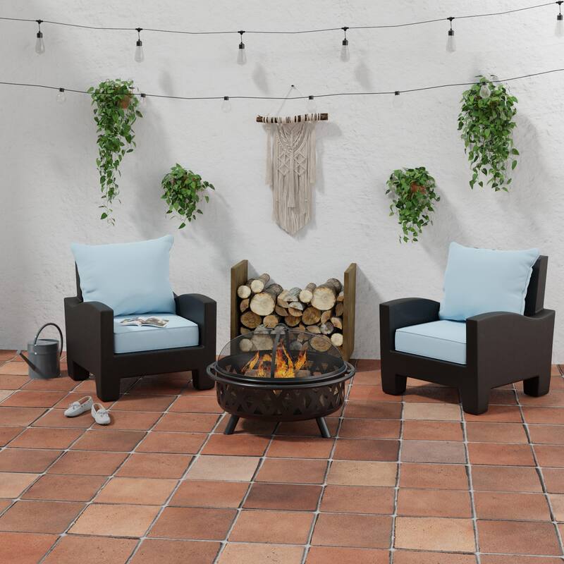 Sunbrella 24" x 47" Blue Solid Outdoor Deep Seat Cushion Set with Welt - 46.5'' L x 24'' W x 6'' H