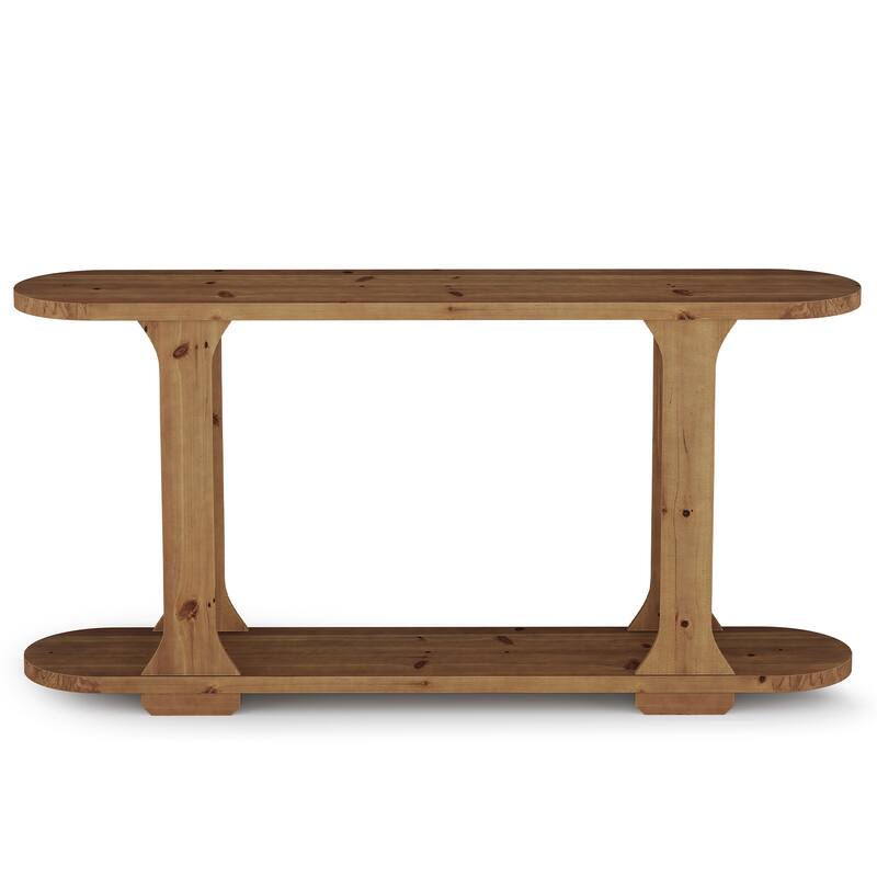 Solid Wood Console Table, 63-Inch Shelf Sofa Table, Long Entryway Table for Hallway, Foyer, Entrance, Living Room