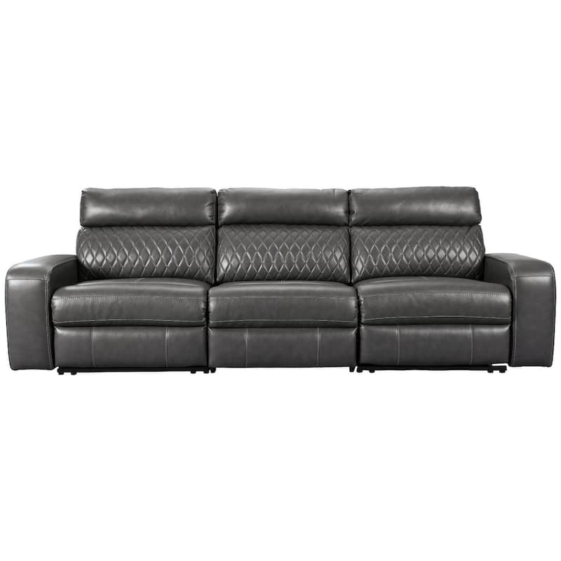 Signature Design by Ashley Samperstone Gray 3-Piece Power Reclining Sectional Sofa - 113"W x 38"D x 41"H