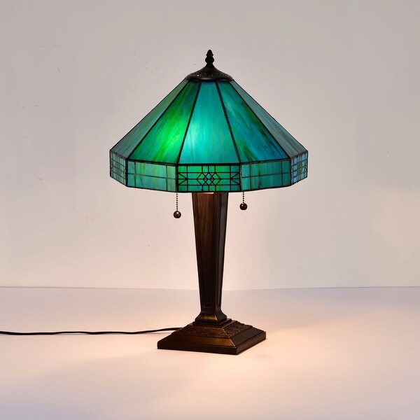 Maeve Tiffany-style 2-light Turquoise Table Lamp - On Sale Maeve Tiffany-style 2-light Turquoise Table Lamp - On Sale
