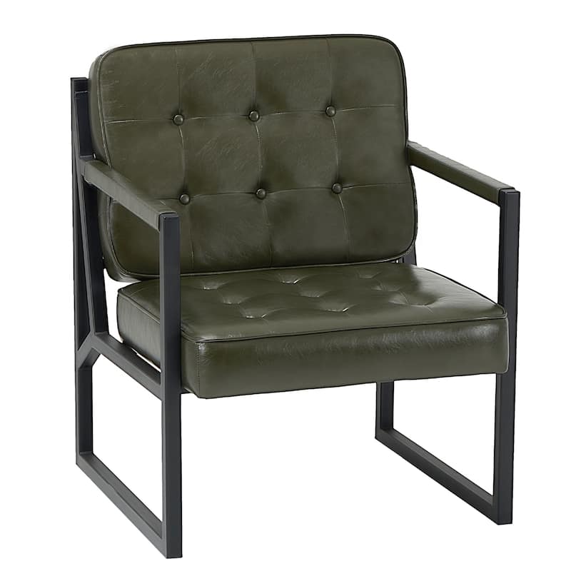 Leather Accent Chair, Accent Arm Chair Comfy Armchair with Metal Legs - Set of 1