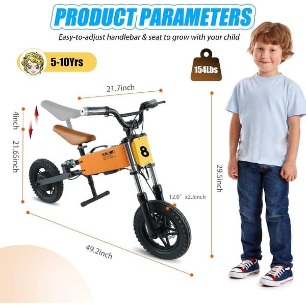 Electric Bike for Kids,200W Electric Dirt Bike for Ages 5-10,3 Speeds Modes,Smartphone APP Control,12 inch Inflatable Tire