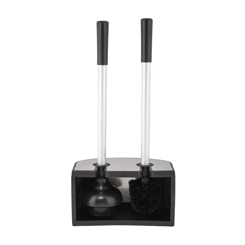 Bath Bliss 2-in-1 Toilet Brush and Plunger Set in Stainless Steel - 8.66" x 5.12" x 18.9"