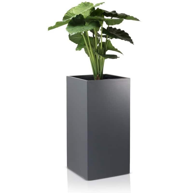 Fremont 10"W x 10"D x 19.7"H Fiberstone Square Tall Planter - 10" x 19.7"