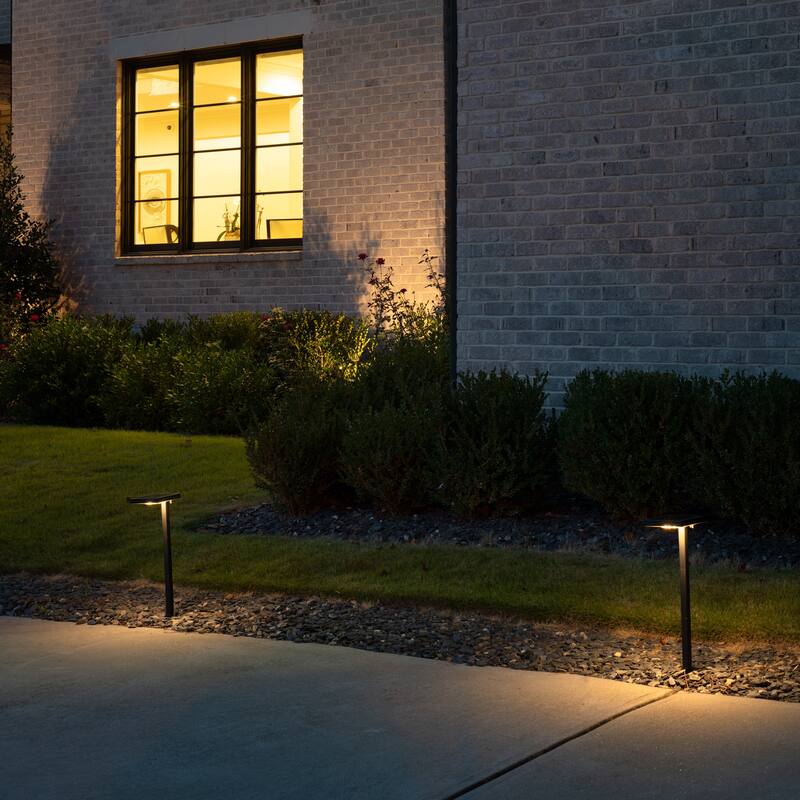 80 Lumen Contemporary Square Solar Outdoor Path Light - 2-Pack - Black