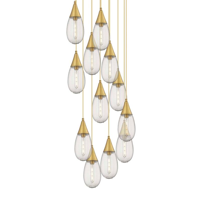 Innovations Lighting 126-450-1P-15-26 Malone Pendant Malone 12 Light - Brushed Brass / Striped Clear
