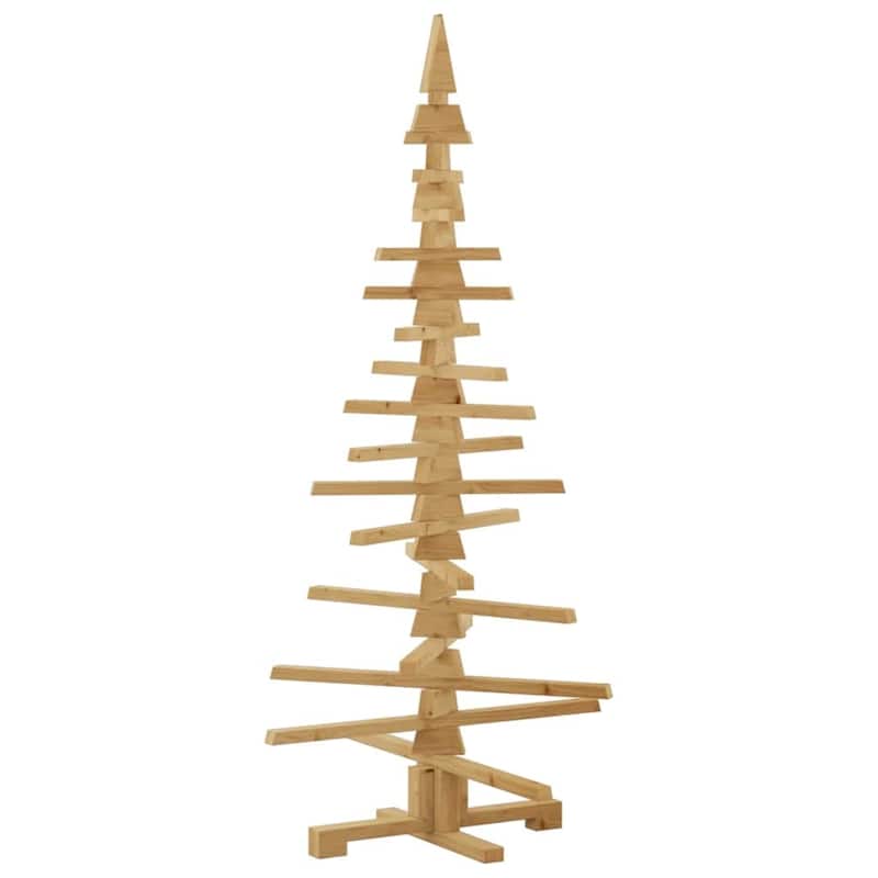 vidaXL Wooden Christmas Tree with Stand Brown Solid pine wood
