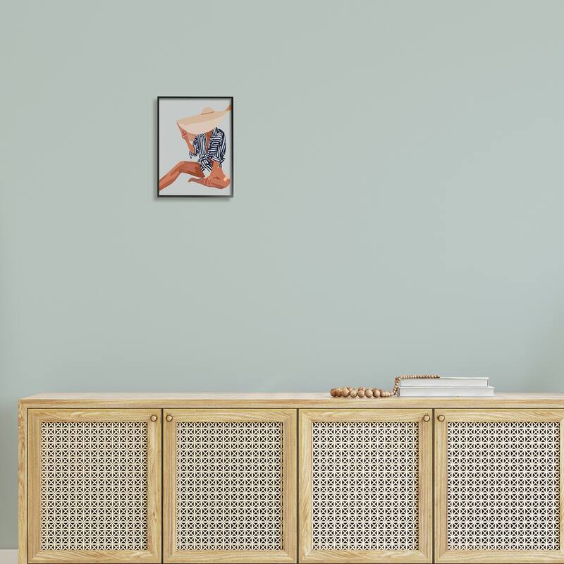 Stupell Woman Obscured By Sun Hat Summer Beach Portrait Framed Wall Art, Design by Amelia Noyes