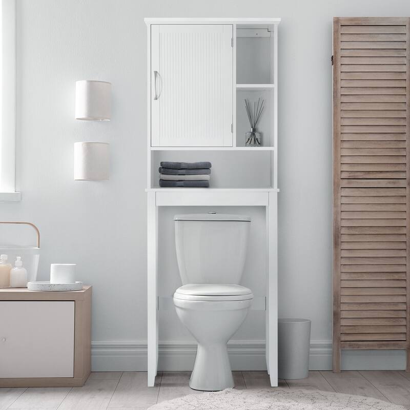 Teamson Home Newport Over-the-Toilet Cabinet, White - Colored - White