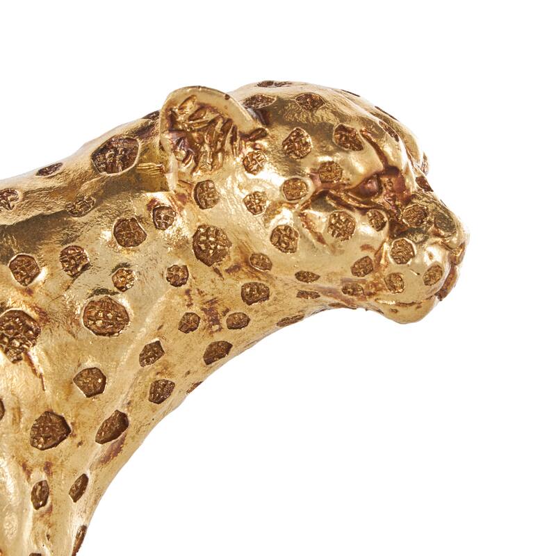 Gold Resin Leopard Sculpture with Textured Spots