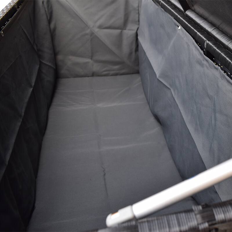 Indoor and Outdoor Balcony Patio Deck Porch Pool 113 Gallon Wicker Storage Box Trunk Bin with Metal Frame