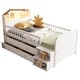 preview thumbnail 20 of 21, Wooden Twin Size Low Loft Bed with House Shape Headboard Built-in LED Lights, Kids Storage Bed with Drawers and Storage Stairs