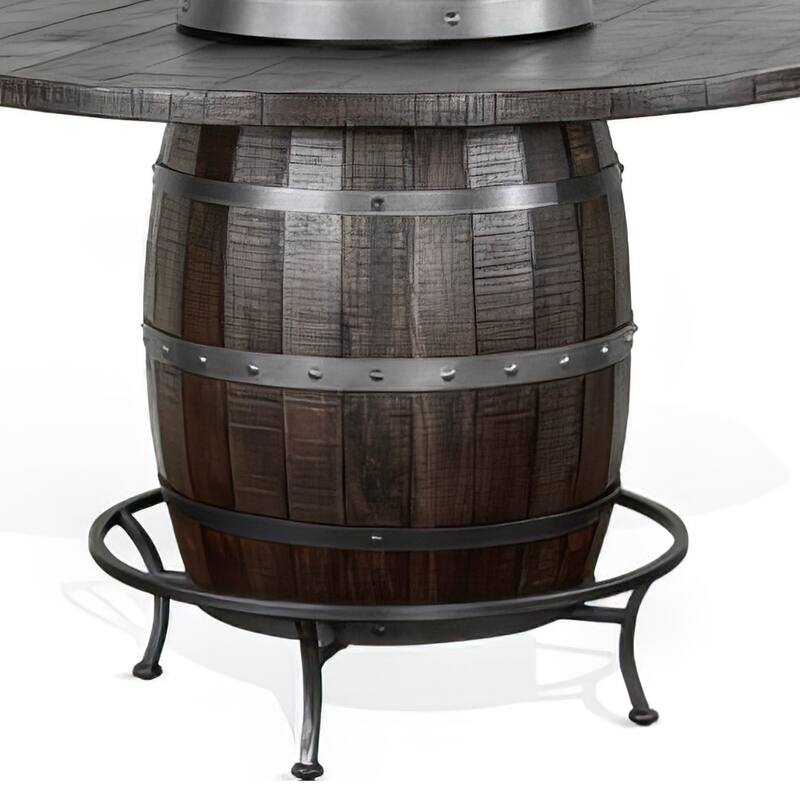 Flint Counter Height Pub Table, Metal Accent Barrel 54 Inch Dark Brown