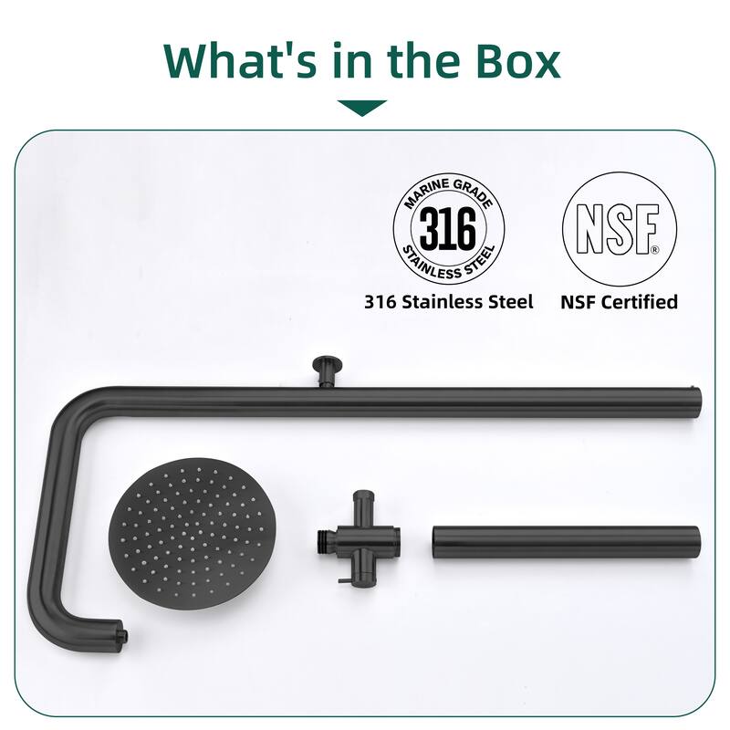 63"H 316 Stainless Steel Wall-Mounted Heavy-Duty Outdoor Shower