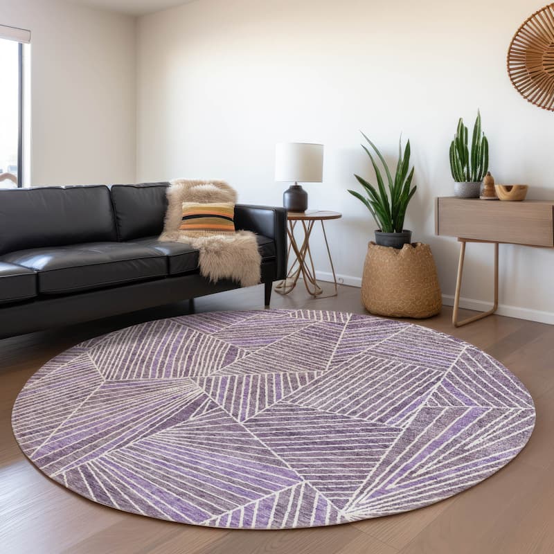 Premium Washable Super Soft Modern Mosaic Mayfield Rug - Purple - 8' x 8'
