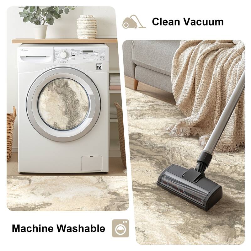 Mcow Abstract Pattern Medium-Pile Machine-Washable Non-Slip Area Rug - 8' x 10'