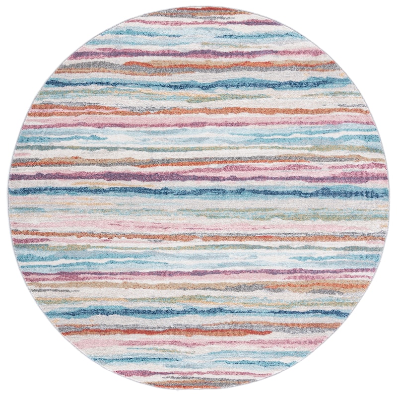SAFAVIEH, Phoenix Candace Vintage Rug - 6'7" Round - Ivory/Blue