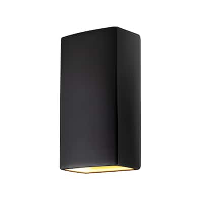 Justice Design Group Ambiance Really Big Rectangle Carbon Matte Black Outdoor Closed Top & Bottom Wall Sconce