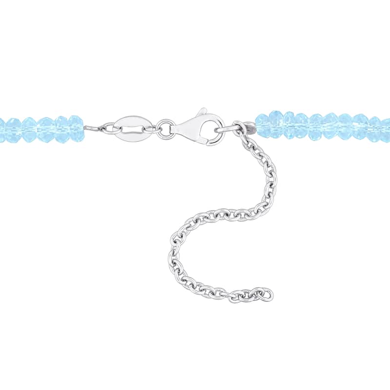 Miadora 19ct TGW Fancy-Cut Sky Blue Topaz Bead Necklace Sterling Silver-17+2 in.