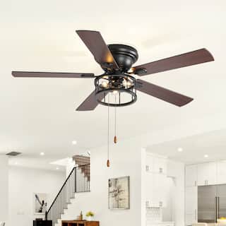 52-in Black Industrial Indoor Ceiling Fan with Light (5-Blade)