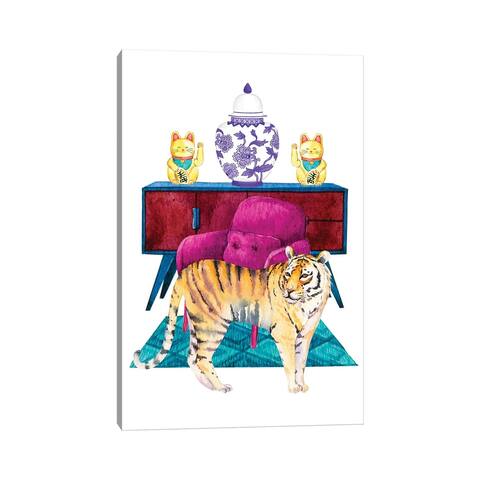 iCanvas "Tiger In Chinoiserie Decor Living Room" by Jania Sharipzhanova Canvas Print