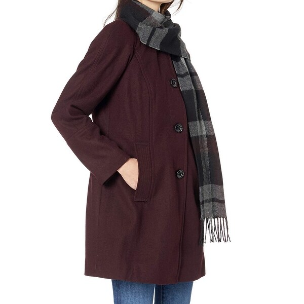 London Fog Women's Coat Deep Purple Size Medium M Plaid Scarf Wool. Opens flyout.