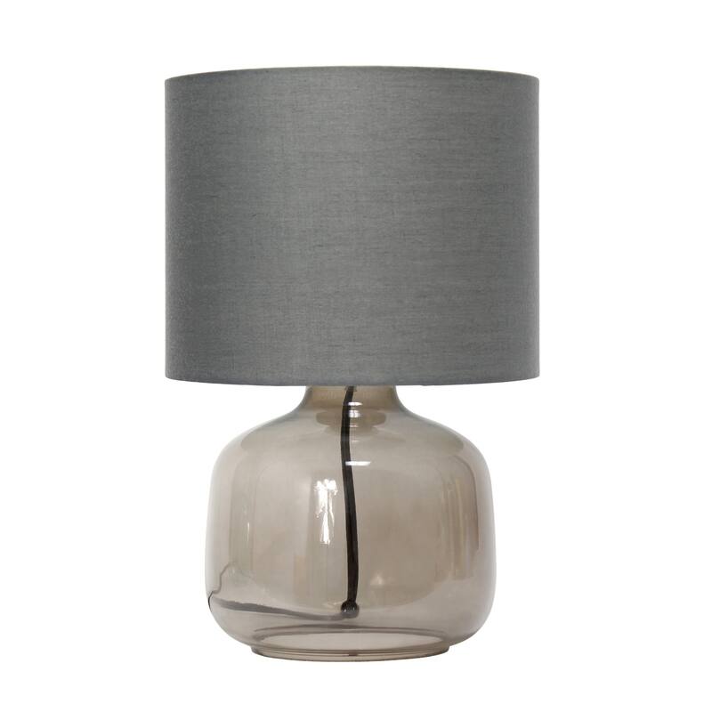 Round Glass Table Lamp with Drum Shade - 13.75" - Smoked Gray