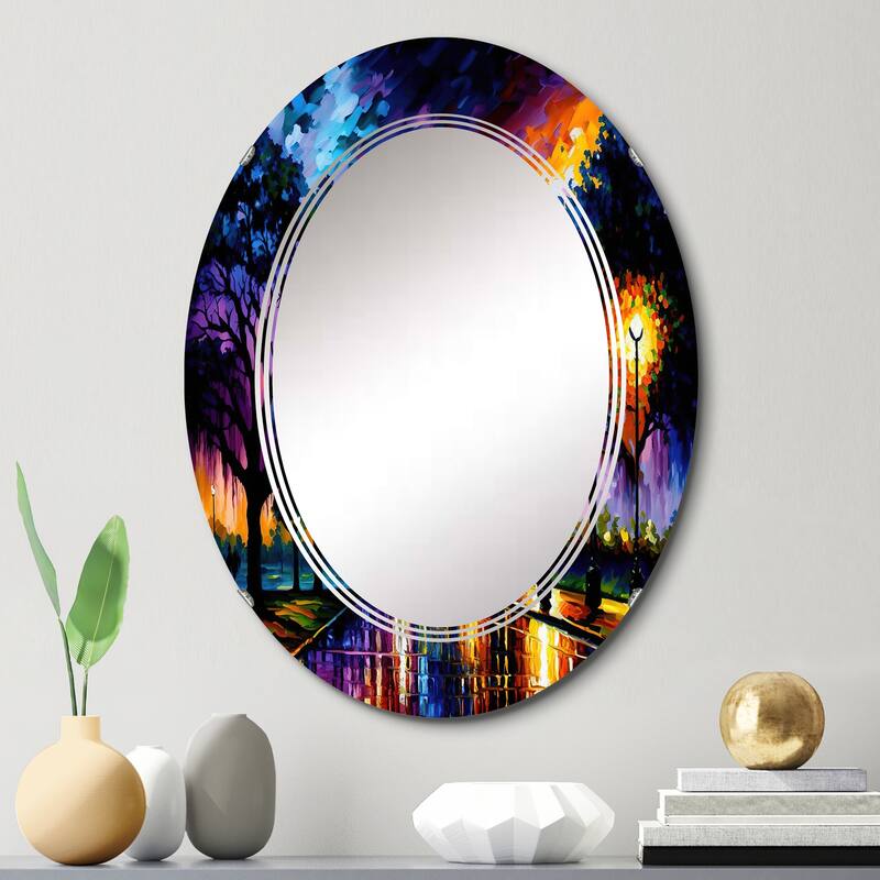 Designart 'Colorful Houston Texas' Printed City Wall Mirror - 20in.x30in.