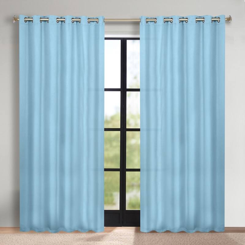 Superior Solid Machine Washable Room Darkening Grommet Blackout Curtains, Set of 2