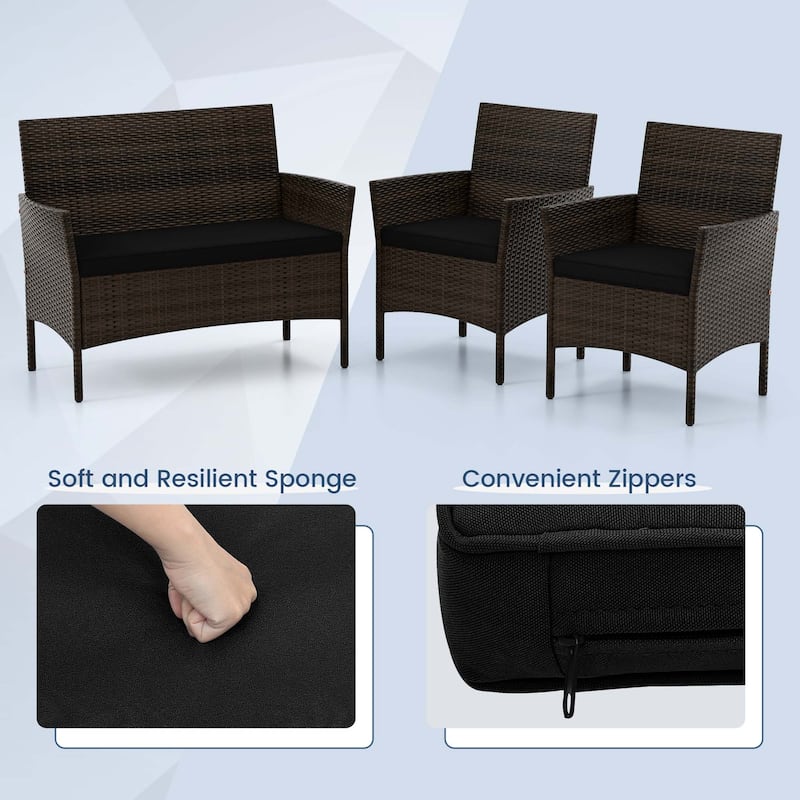 Costway 8 PCS Patio Furniture Set with Washable Cushions and Tempered - See Details