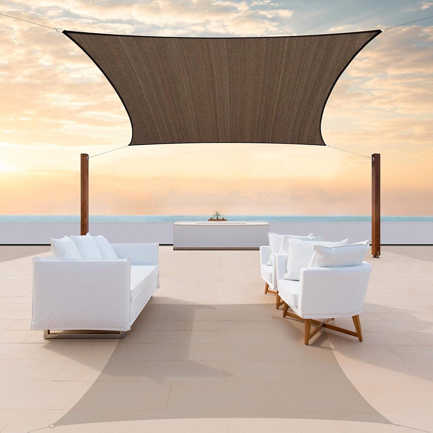 12' x 20' Brown Rectangle Sun Shade Sail, Water Permeable & UV Block UPF50, Heavy Duty for Outdoor Use