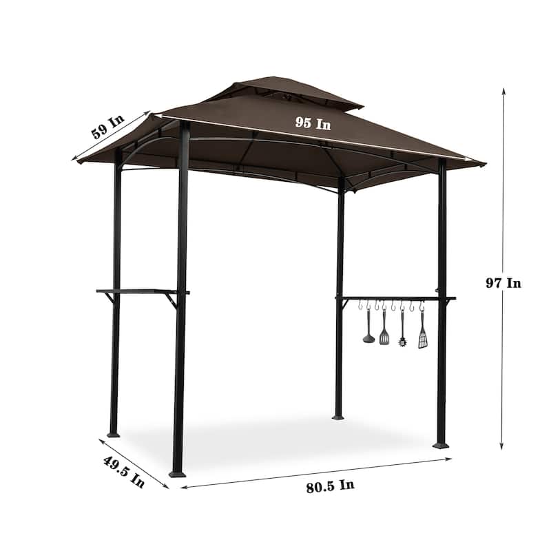 Outdoor Grill Gazebo 8 x 5 Ft Double Tier Soft Top Canopy and Steel Frame