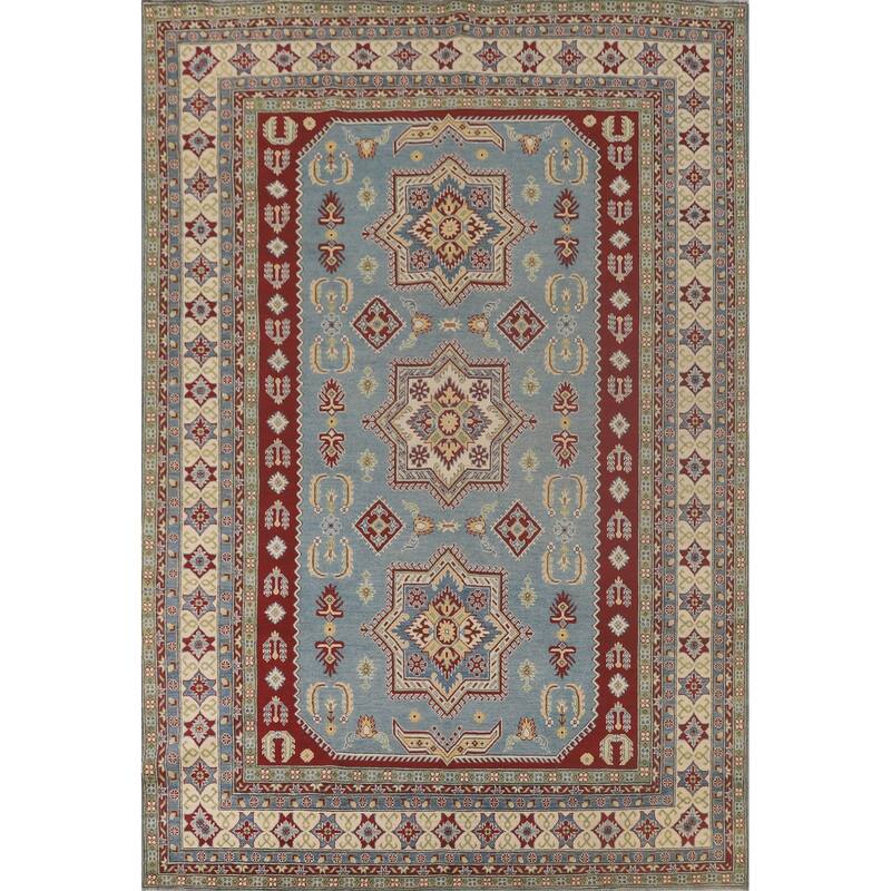 Light Blue Kazak Rug Handmade Traditional Oriental Wool Carpet - 8'3"x 11'5"