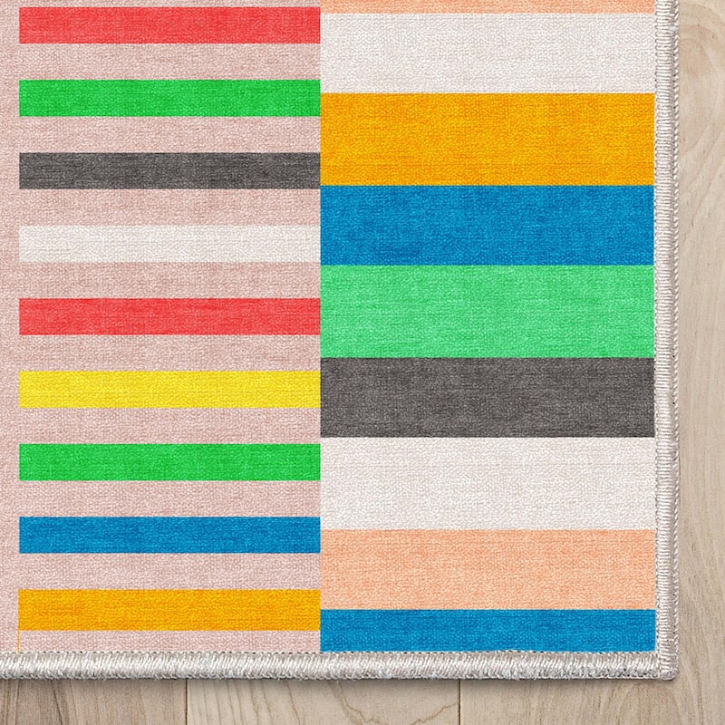 Well Woven Apollo Parade Modern Geometric Kids Flat-Weave Area Rug
