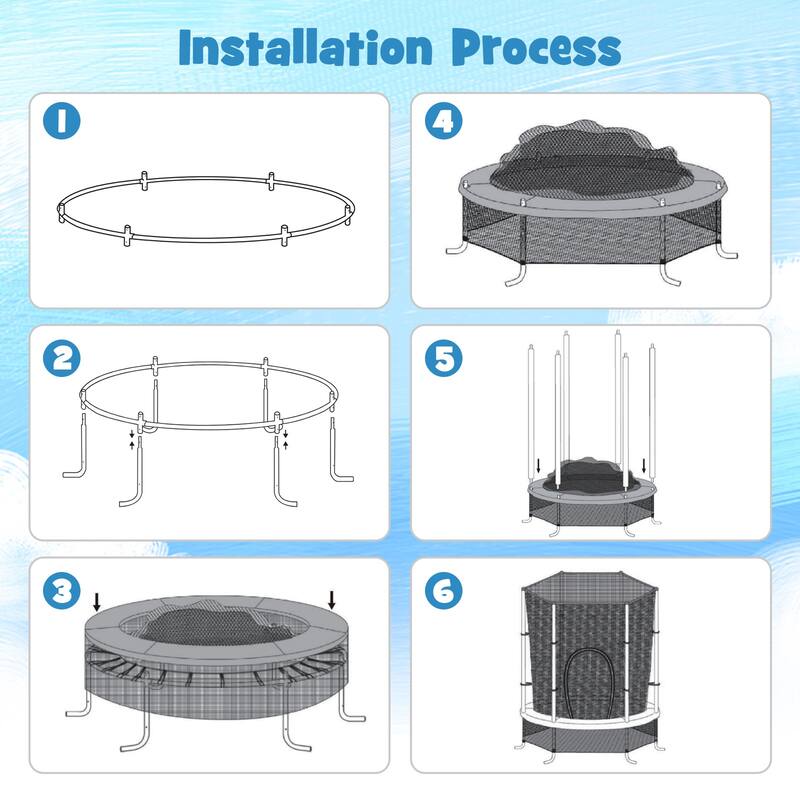 Gymax 55'' Mini Trampoline for Kids w/ Safety Enclosure Net & Seamless