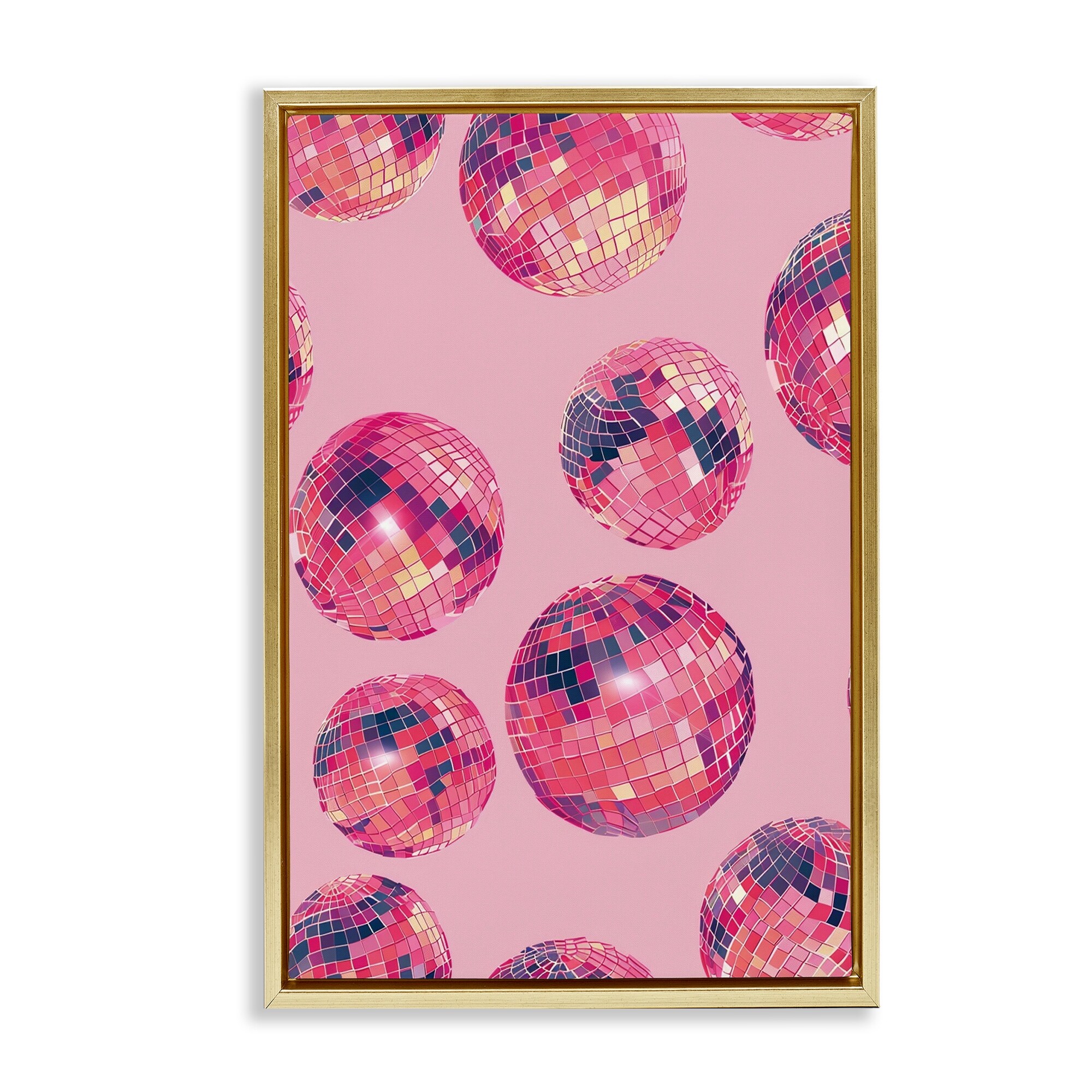 Stupell Vivid Pink Disco Pattern Framed Floater Canvas Wall Art Design By LSR Design Studio