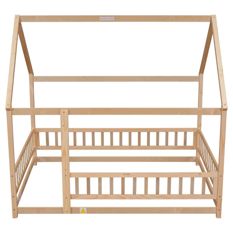 Pine Floor Bed with Fence & Roof