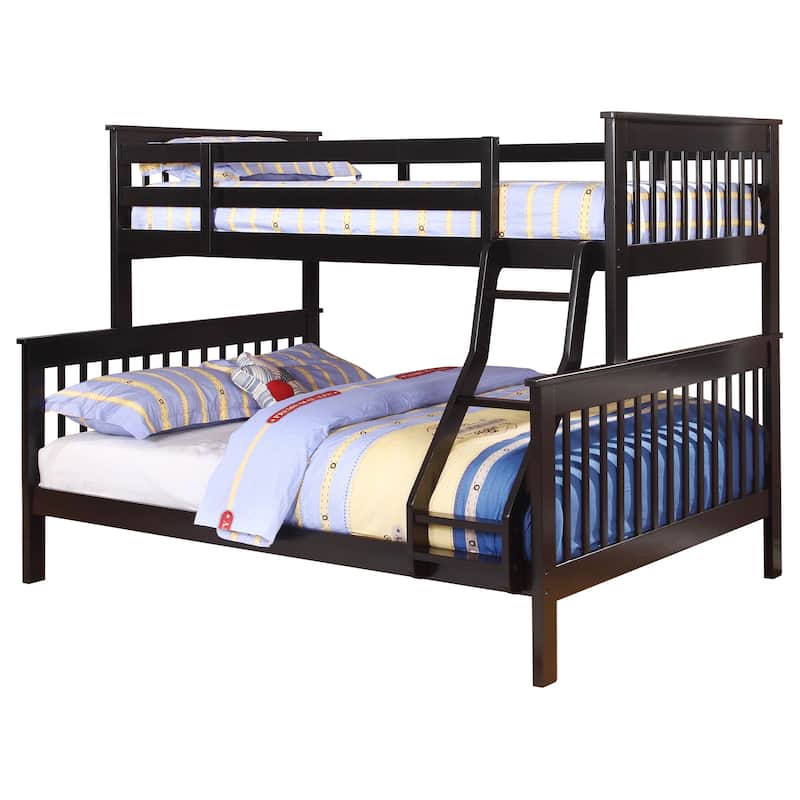 Chapman Transitional Wood Frame Bunk Bed - Twin Over Full - Black