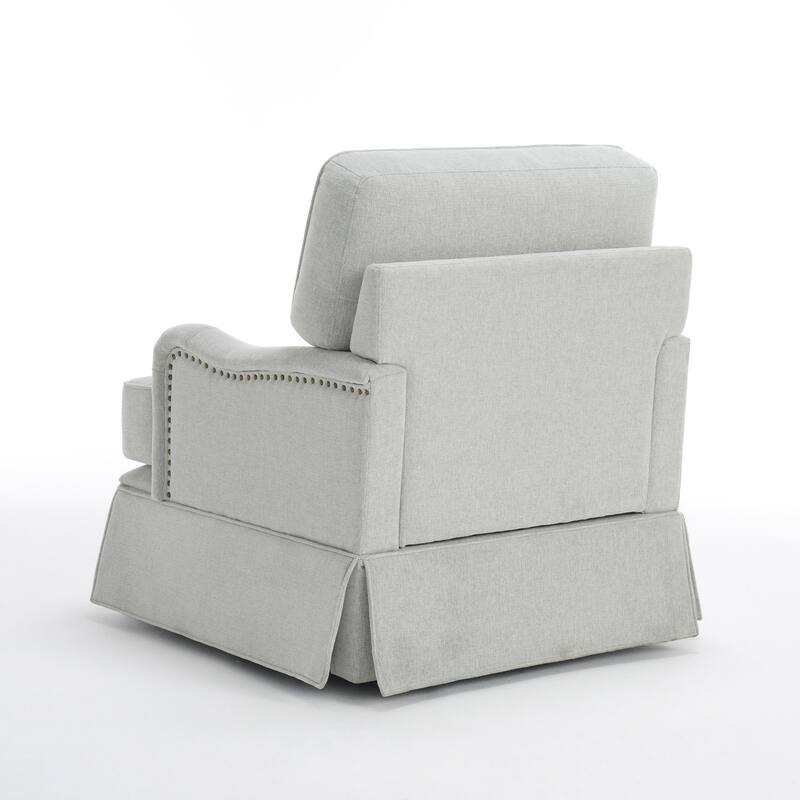 Chenille Swivel Accent Chair with Nailhead Trim Skirt