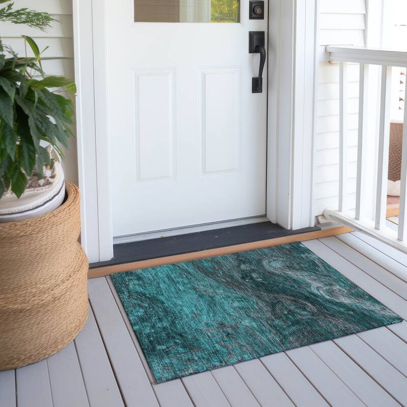 Machine Washable Indoor/ Outdoor Chantille Modern Abstract Rug