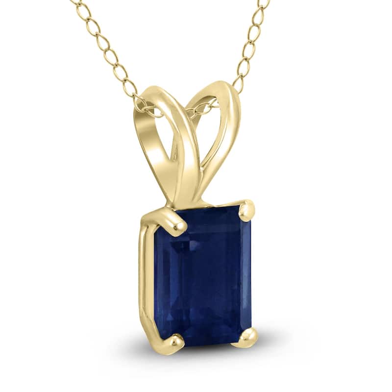 Marquee 14K Yellow Gold 6x4MM Emerald Shaped Sapphire Pendant