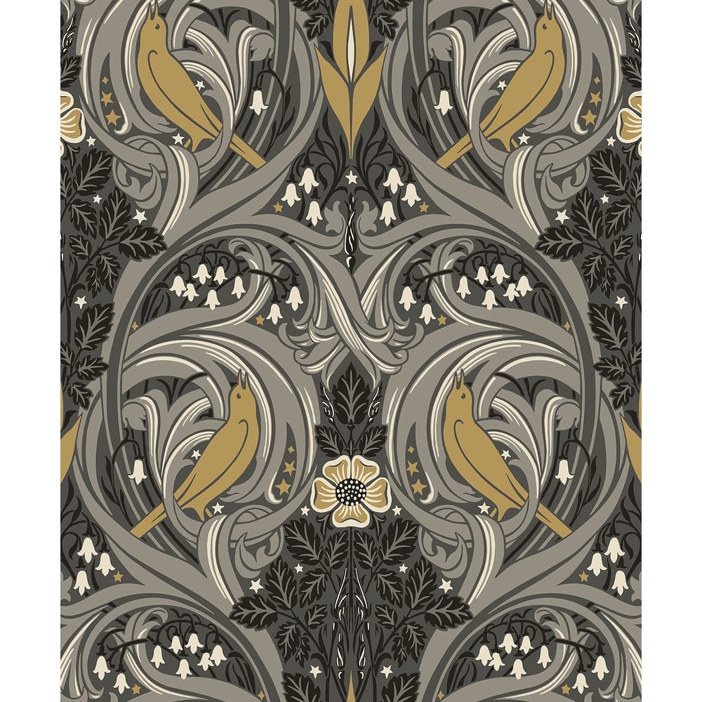 Seabrook Designs Bird Scroll Nonwoven Unpasted Wallpaper