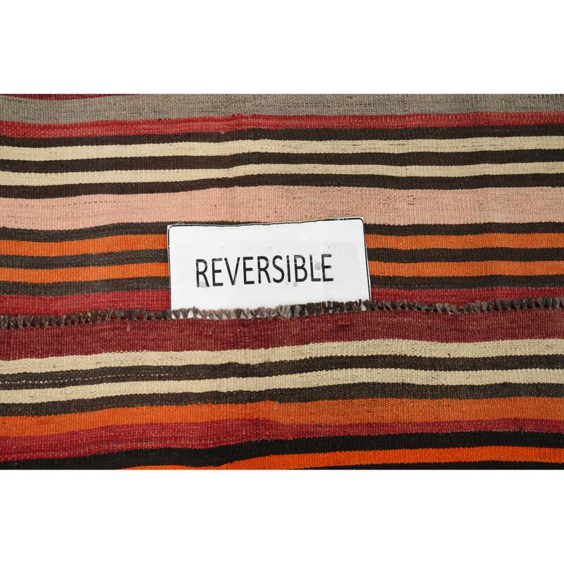 Hand Woven Oriental 100% Wool Carpet Southwestern Geometric Multi-Colored Kilim Area Rug - 8' 8'' X 4' 8''