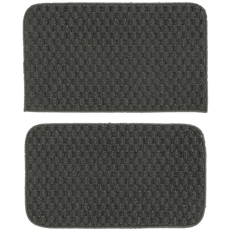 Garland Rug Town Solid Checkered Durable Kitchen/ Door Mat Accent Rug - Set1(18"x28", 18"x28") - Cinder Gray