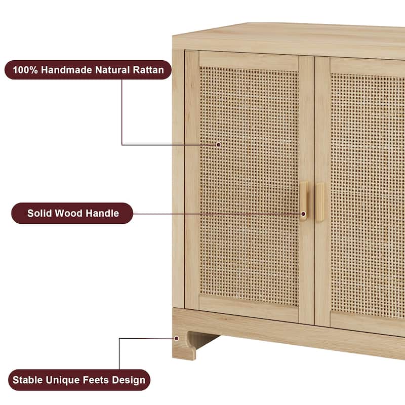 Eie Modern Rattan Buffet Cabinet - 61.4"W x 15.7"W x 31.8"H