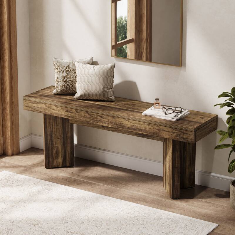 Wooden Entryway Bench, 47" Long Dining Benches Seat for Dining Room