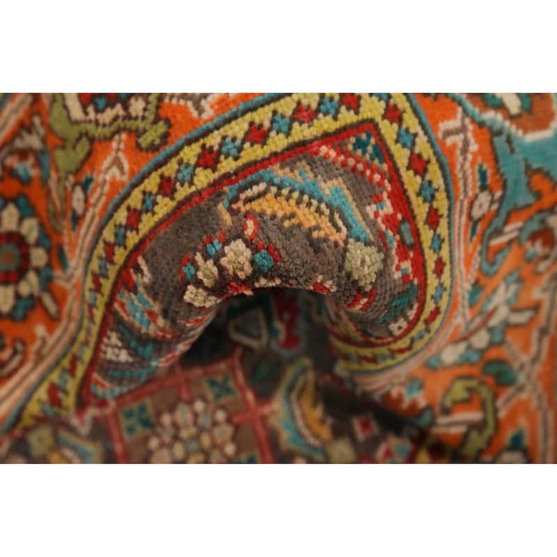 Hand Knotted Oriental 100% Wool Carpet Traditional Floral Greys & Charcoal Tabriz Area Rug - 4' 9'' X 3' 2''