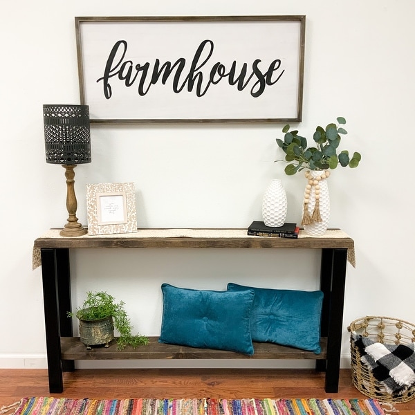 Rustic Mod Jet Industrial Metal Leg and Solid Wood Console Table. Opens flyout.